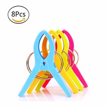 July Miracle Strandtuch Clips, 8 Große Winddichte Kunststoff-Badetuch-Clips, Quilt Clamps Wäscheklammern für Pool-Stühle, Wäsche, Sonnenliegen und Liegestühle - 5