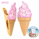 KBNIAN 2 Stück Strandtuchklammern Eiscreme Strandtuch Clips Kunststoff Strandtuch Handtuchclips Mehrzweck Handtuchklammern, für Strandtücher, Badetücher, Handtuch, Teppiche, Kleidung - 1