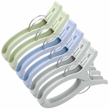 Keleily Strandtuchklammern Groß Boca Clips Strandtuch Clips Winddichte Clips für Strandtuch, Badetuch, Teppich, Kleidung, Große Größe, Blau, Grün, Grau, 6Pcs - 1