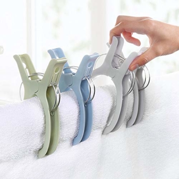 Keleily Strandtuchklammern Groß Boca Clips Strandtuch Clips Winddichte Clips für Strandtuch, Badetuch, Teppich, Kleidung, Große Größe, Blau, Grün, Grau, 6Pcs - 5