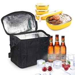 LEBEXY Kühltasche Eistasche Picknicktasche Lunch Tasche faltbar, 10L, Schwarz - 1
