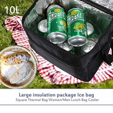 LEBEXY Kühltasche Eistasche Picknicktasche Lunch Tasche faltbar, 10L, Schwarz - 6