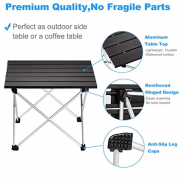 Ledeak Tragbar Klapptisch, Aluminium Campingtisch Ultra Leichte mit Tasche, Leicht zu tragen, klappbar Tisch Präfekt für Camping Picknick Kochen Garten Wandern Reisen - 4