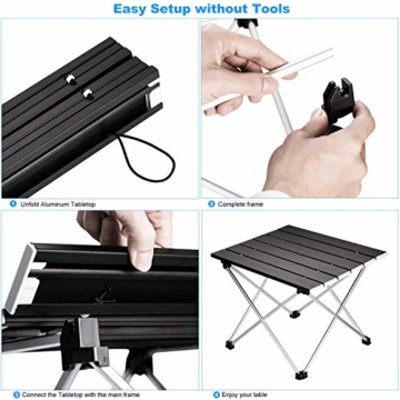 Ledeak Tragbar Klapptisch, Aluminium Campingtisch Ultra Leichte mit Tasche, Leicht zu tragen, klappbar Tisch Präfekt für Camping Picknick Kochen Garten Wandern Reisen - 6