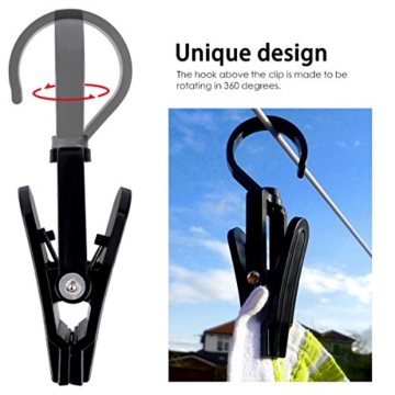 LegendTech 20 Stück Handtuch Clips Handtücher Geschirrtücher Aufhängen Handtuchclips Clips Klammer Haken Wäscheklammer Wäsche Klammer Klammerhaken Hosenbügel Stiefelklammer Sockenklammer, Schwarz - 2