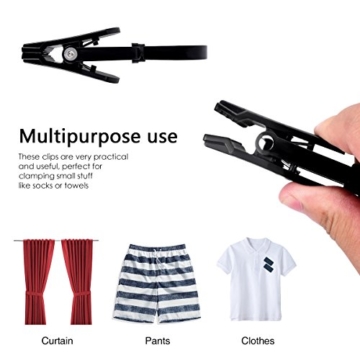 LegendTech 20 Stück Handtuch Clips Handtücher Geschirrtücher Aufhängen Handtuchclips Clips Klammer Haken Wäscheklammer Wäsche Klammer Klammerhaken Hosenbügel Stiefelklammer Sockenklammer, Schwarz - 3