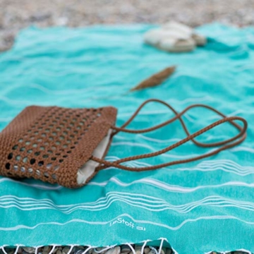 LeStoff das traditionelle Hamamtuch, Strandtuch, Badetuch, Saunatuch, Spa, Sport, Yoga, Reisen... GRATIS VERSAND ab 3 Stück! Die nachhaltige Alternative für Frottee. Das bessere Tuch. (100 x 180 cm, Turquoise) - 7