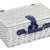 levandeo Picknick-Korb Tragekorb Koffer aus Weide in blau weiß für 2 Personen - maritim 16 Teile Besteck Teller Tasse Service - 3