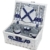 levandeo Picknick-Korb Tragekorb Koffer aus Weide in blau weiß für 2 Personen - maritim 16 Teile Besteck Teller Tasse Service - 1