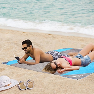 OUSPT Picknickdecke 210 x 200 cm, Stranddecke wasserdichte, Sandabweisende Campingdecke 4 Befestigung Ecken, Ultraleicht kompakt Wasserdicht und sandabweisend (Grau) - 3