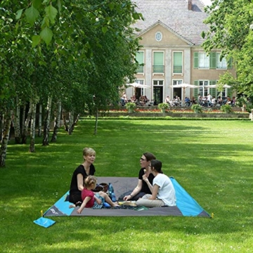 OUSPT Picknickdecke 210 x 200 cm, Stranddecke wasserdichte, Sandabweisende Campingdecke 4 Befestigung Ecken, Ultraleicht kompakt Wasserdicht und sandabweisend (Grau) - 8