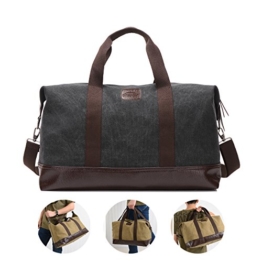 Overmont 36I Vintage Canvas Unisex Reisetasche Gym Tasche Weekender Tasche Handgepäck Sporttasche für Reise am Wochenend Urlaub Khaki/Schwarz/Grau/Militärgrün/Braun - 1