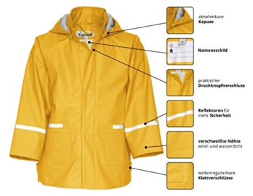 Playshoes Kinder Regenjacke-Mantel mit abnehmbarer Kapuze, Gelb (12 Gelb), Gr. 98 - 3