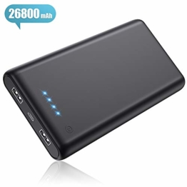 Pxwaxpy Powerbank，【26800mah-Neu Extrem Hohe Kapazität】Externer Akku mit 2 Output USB Schnellladung Max 2,1A , Akkupack mit 4 LED Anzeige Ultra Kompakte Externes Ladegerät für Handy, Tablet - 1