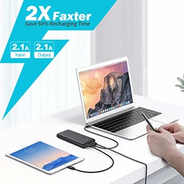 Pxwaxpy Powerbank，【26800mah-Neu Extrem Hohe Kapazität】Externer Akku mit 2 Output USB Schnellladung Max 2,1A , Akkupack mit 4 LED Anzeige Ultra Kompakte Externes Ladegerät für Handy, Tablet - 5