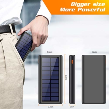 QTshine Solar Powerbank 26800mAh, Externer Akku Ladegerät, Solar Power Bank Pack mit 2 Ausgängen speziell für Aktivitäten im Freien, kompatibel mit Allen Smartphones, Tablets und USB-Geräten - 7