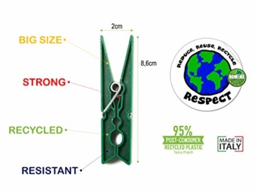 Remake Wäscheklammern Ökologische (40 STK) 95% Recycelte Kunststoff. Ideal für Wäscheleinen im Freien und Lebensmitteltaschen. Widerstandsfähig, Winddicht. - 4