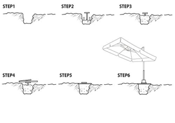 Sekey Metall Universal-Bodenplatte/Sonnenschirmständer für Sonnenschirm/Ampelschirm/Kurbelschirm, Silber - 7