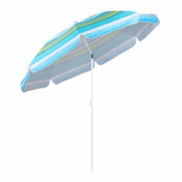 Sekey® Sonnenschirm 200 cm Marktschirm Gartenschirm Terrassenschirm Blaugrüne Streifen Rund Sonnenschutz UV25+ - 1