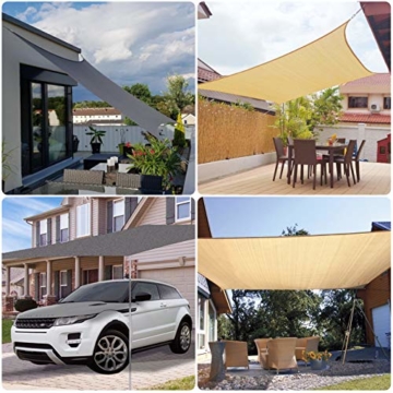 Sekey Sonnensegel Sonnenschutz Rechteckiges HDPE Durchlässig Atmungsaktiv Tear Resistant Wetterschutz UV-Schutz, für Outdoor Garten Terrasse, mit Seilen und Befestigungs Kit, 3×4m Anthrazit - 6