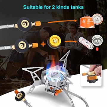 SGODDE Campingkocher mit Piezozündung,Klein Faltbar Winddichter Camping Gaskocher,3500W Kompakt Haltbar Gasbrenner für Trekking Picknick Outdoor,mit Tragebox - 3