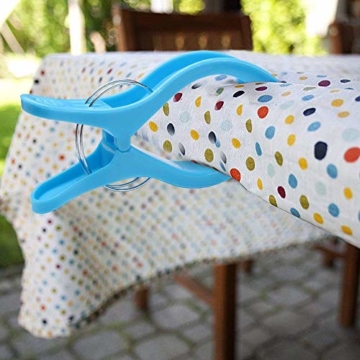 sinzau 8 PCS Jumbo Größe Strandtuch Clips, Vier Farben Wäscheklammern Kunststoff Clips Handtuch Klammer für Strand Pool tägliche Wäsche, schwere Badetuch etc - 2
