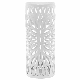 SONGMICS Regenschirmständer aus Metall, runder Schirmständer, Wasserauffangschale herausnehmbar, mit Haken, 49 x Ø 19,5 cm, weiß LUC20W - 1