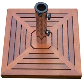 SONLEX Attraktiver Sonnenschirmständer aus Granit mit exklusiver Holzabdeckung, Edelstahlhülse und Reduzierring, quadratisch, 25 kg, braun - 1