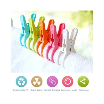 Strandtuch-Klammern für Liegen, doppelte Dicke, modische Farben, Kunststoff, zum Aufhängen von Kleidung, Jumbo-Größe, 12 Stück für Pool-Liegen, Kleidung, Badeanzüge, Vorhänge - 2