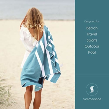 SummerSand Mikrofaser Strandtuch aus schnelltrocknendem Material: großes geruchsneutrales Mikrofaser Handtuch - Badehandtuch für den Strand sandabweisend - Antirutsch Beach Towel XXL - 160x80cm Grün - 6