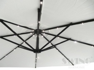 Swing&Harmonie Sonnenschirm mit LED Beleuchtung Ampelschirm 300cm / 350cm Solar Garten Schirm Pavillon (Ø 350cm, Creme) - 4