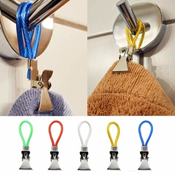 TANCUDER 30 PCS Handtuchhalter Clip Metall Geschirrtücher Hake Bunte Handtuch Klammer Tuch hängend Clips Multifunktions für Bad, Kücher, Balkon usw 5Farbe - 7