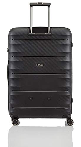 TITAN 4-Rad Koffer L groß mit TSA Schloss, Gepäck Serie HIGHLIGHT: Leichte Hartschalen Trolleys im Carbon Look, 842404-01, 75 cm, 107 Liter, black (schwarz) - 2