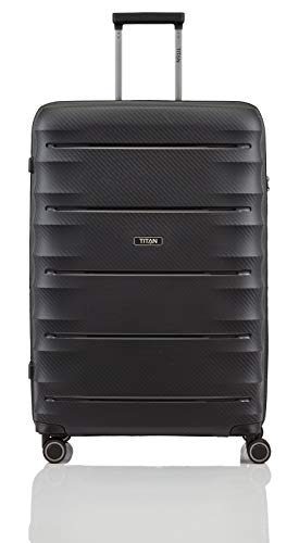 TITAN 4-Rad Koffer L groß mit TSA Schloss, Gepäck Serie HIGHLIGHT: Leichte Hartschalen Trolleys im Carbon Look, 842404-01, 75 cm, 107 Liter, black (schwarz) - 3