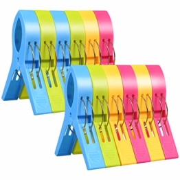 URAQT 12 Stück große Wäscheklammern Handtuchklemmen Strandtuchklammern Handtücher Towel Clips, Winddicht Klammern auf Strand und Sonnenliegen für Wäsche, Strandtuch, Badetuch, Teppich etc. - 1