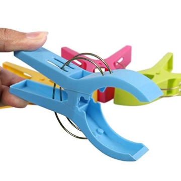 URAQT 12 Stück große Wäscheklammern Handtuchklemmen Strandtuchklammern Handtücher Towel Clips, Winddicht Klammern auf Strand und Sonnenliegen für Wäsche, Strandtuch, Badetuch, Teppich etc. - 4