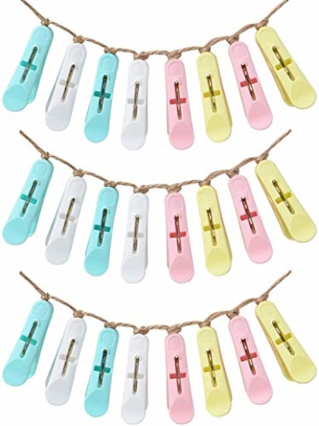 URAQT Wäscheklammer, 24 PCS Kunststoff Handtuchklemmen, Kleine Strandtuchklammern, Home Wäscheklammern, Towel Clips für Wäscheständer Wäscheleine und Wäschekorb, Vier Farben - 2
