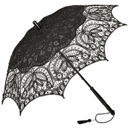 VON LILIENFELD Hochzeitsschirm Brautschirm Vivienne Battenburg Spitze Deko Sonnenschirm Accessoire schwarz - 1