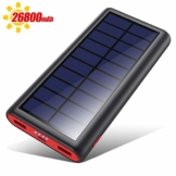 VOOE Solar Powerbank 26800mAh Externer Akku, Solar Ladegerät mit 2 Ausgänge, Solar Power Bank mit Automatische Erkennen Technologie, Solar Akkupack Power Pack für Smartphones, Tablets und USB-Geräte - 1