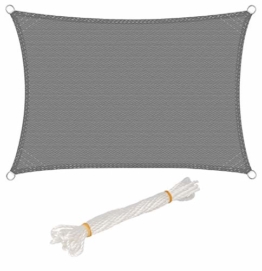 WOLTU Sonnensegel Rechteck 2x3m Grau atmungsaktiv Sonnenschutz HDPE Windschutz mit UV Schutz für Garten Terrasse Camping - 1