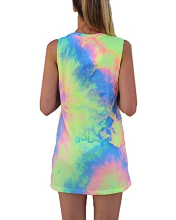 ZANZEA Damen Ärmellos Rundhals Mini Kleider Bunte Lose Longshirt Oversize Tank Tops Bunt EU 48/US 16 - 6