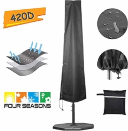 zizwe Sonnenschirm Schutzhülle Abdeckung, Wetterfeste, UV-Anti, Winddicht und Schneesicher, Outdoor für Ampelschirm schwarz 190 * 26/56 cm - 1