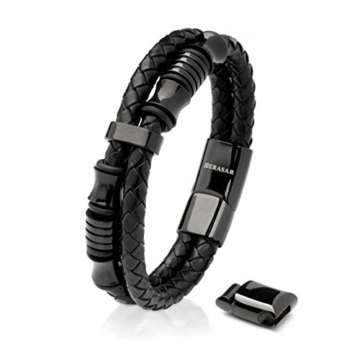 20cm Schwarz Armband Herren Männer-Armband Leder-Armreif Herren-Lederband Herrenarmreif Armschmuck Leder-Schmuck Herrenschmuck Armkette Leder-Wickelarmband Leder-Kette Armbändchen Men Leather Bracelet - 1