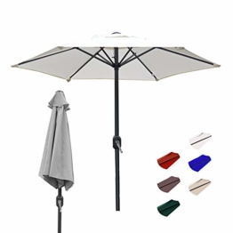 Aly Gartenschirm, 200 cm Rund Sonneschirm Sonnenschutz, Strandtisch Terrassenschirm Mit Nicht Verblassendem Belüftungsdeckel, 8 Stahlrippen - 1
