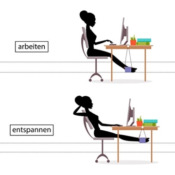 Amazy XXL Fuß Hängematte für breite Tische bis 2,00 m – Höhenverstellbare und extra breite Fußstütze zur Entspannung und Entlastung am Schreibtisch und im Büro (Grün) - 2