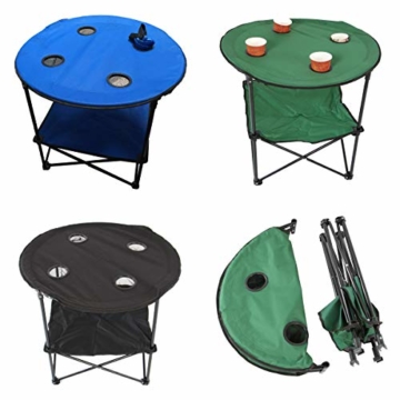 Anglertisch Klapptisch Campingtisch Tisch Koffertisch Strandtisch (Tisch rund), Farbe:Gruen - 1