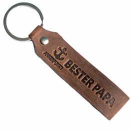 ANKERPUNKT Schlüsselanhänger Leder mit Gravur Bester Papa - Vatertagsgeschenk - Geschenke für Papa - Geschenkidee zum Geburtstag Vatertag - Made in Germany (Dunkelbraun) Used Look - 1