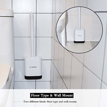 ASOBEAGE Toilettenbürste,WC-Bürste und Behälter,Toilettenbürsten für Badezimmer mit schnell trocknendem Haltersatz（Weiß） - 6
