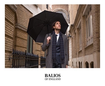 Balios® Regenschirm Mit Echtem Holzgriff -Optional | Auf Zu Automatik | Sturmfest & Windsicher | Taschenschirm Für Herren & Damen Schwarz (Designed in Britain) (Black with Luxury REAL Wood Handle) - 7