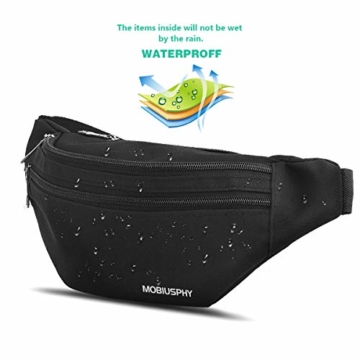 Bauchtasche für Damen und Herren Gürteltasche Schwarz Hüfttasche Outdoor Groß Handytasche Sport Wasserdicht Laufgürtel Umhängetasche Geldgürtel für Camping Wandern Fitness Fahrrad Reisen Jagd - 3